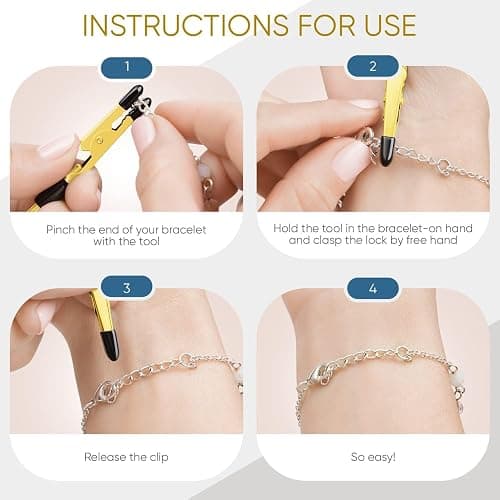 Mission Gallery Bracelet Helper Tool - Fastener Helper Tool for Bracelet, Necklace, Jewelry, Watch - Clip, Clasp Helper - Easy to Put on Yourself, Portable, Made of Metal, Gold thumbnail 6