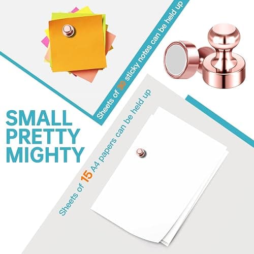 Pack of 8 Rose Gold Pink Push Pins Ideal Whiteboard Refrigerator Magnets - Adult Small Strong Magnets for Kitchen Classroom Office thumbnail 4