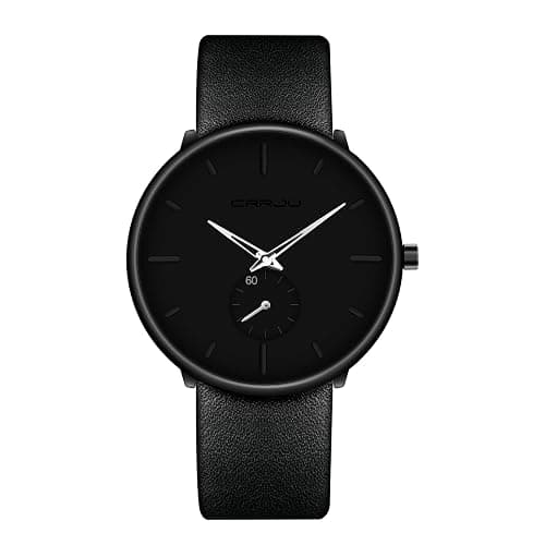 FIZILI Mens Watches Ultra-Thin Minimalist Waterproof-Fashion Wrist Watch for Men Unisex Dress with Leather Band - Image 1