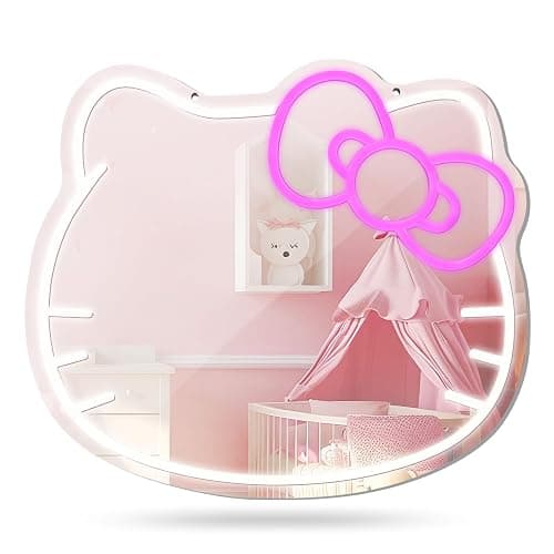 Anime Mirror Vanity, Neon Sign Stuff Room Decor, Neon LED Wall Mirror, Vanity Mirror with Remote for Makeup Mirrors, Bedroom, Teen Girl Children Gift for Birthday Christmas Halloween Thanksgiving thumbnail 7