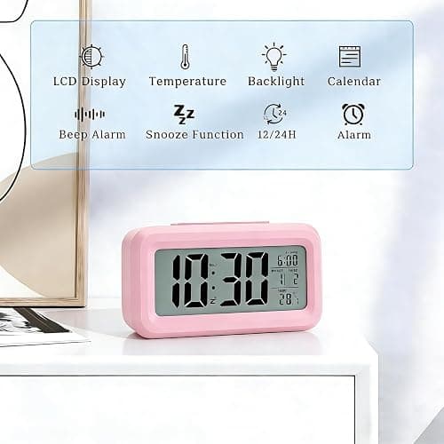 Lesipee Digital Alarm Clock for Bedroom, Desk Clock Battery Operated, Digital Clock with Extra Loud Alarm, Temperature, Auto-Dim and 12/24H Display Snooze Function for Heavy Sleepers Gifts for Kids thumbnail 3