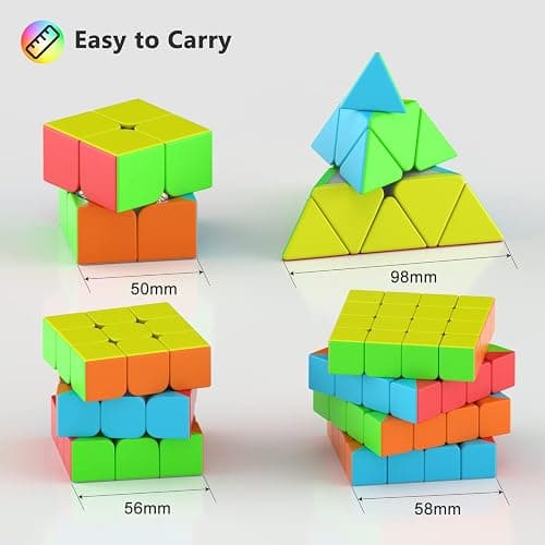 Vdealen Speed Cube Set, Puzzle Cube Bundle of 2x2x2 3x3x3 4x4x4 Pyramid Magic Cube Set, Birthday Party Christmas Stocking Stuffers Gift for Kids Teens Adults(Stickerless) thumbnail 5