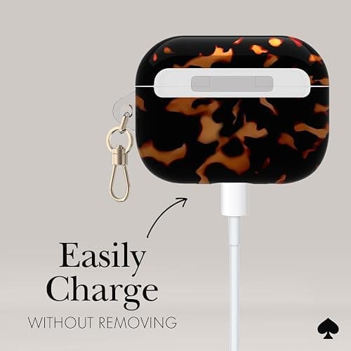 Kate Spade New York AirPods Pro Protective Case with Keychain Ring - Tortoise, Compatible with AirPods Pro 2nd / 1st Generation thumbnail 4