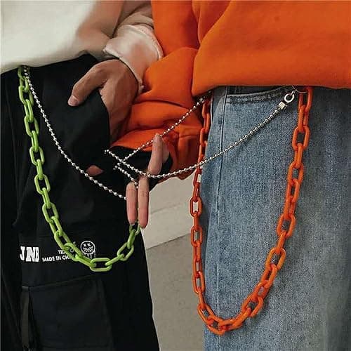 Neon Resin Chunky Hip Hop Jeans Chain Body Chain Punk Goth for Women Men Acrylic Link Chain for Women Thick Keychains Belt Waist Chains body Accessory for Girls - Double layered Green thumbnail 2