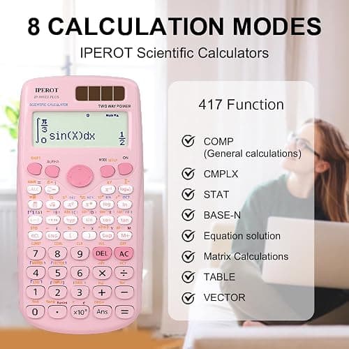 Scientific Calculators, IPEROT Pink Scientific Calculator 417 Function, Desktop Math Solar Calculators School Supplies Suitable for High School and College Students Algebra and Other Math Textbooks thumbnail 6