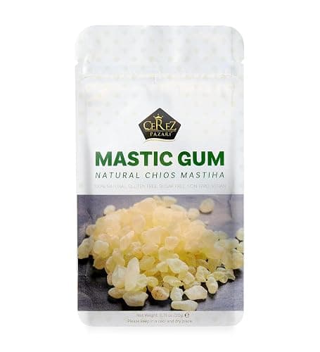 Cerez Pazari Natural Mastic Gum 0.71 oz (20g), Greek Chios Pure Resin, Sugarless Gum Made From Resin Of Mastiha Trees, Jaw Exerciser, Vegan, Non-GMO - Image 1