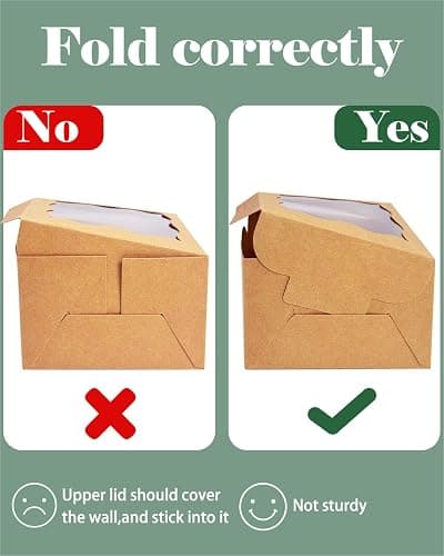 Bakepacker Kraft Bakery Boxes with Window - 4x4x2.5 inches Small Size Pastry & Mini Cookie Boxes for Bakeries - Thick & Sturdy (100 Packs) thumbnail 5