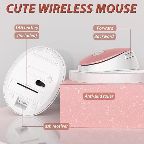 Kootop Wireless Keyboard, Cute Colorful 104 Keys Typewriter Retro Round Keycaps Keyboard for PC Laptop,Desktop,Windows, Home and Office Keyboards (Pink) thumbnail 5