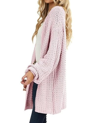 Maroway Womens Cardigan Solid Color Long Sleeve Open Front Chunky Knit Sweater Outwear thumbnail 3