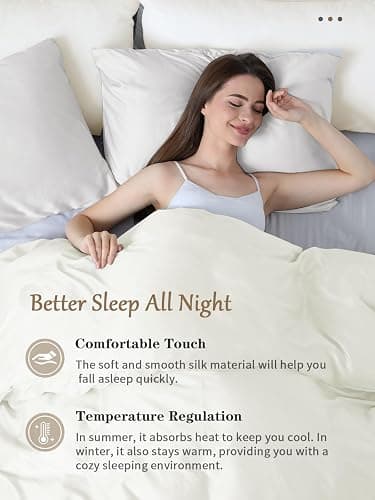 Texbee Silk Pillowcase, 22 Momme Mulberry Silk Pillowcases for Hair and Skin Health, Soft Smooth Breathable Cool Satin Pillow Case for Beauty Sleep, with Gift Box, 1pc (50x75 cm, Ivory White) thumbnail 5