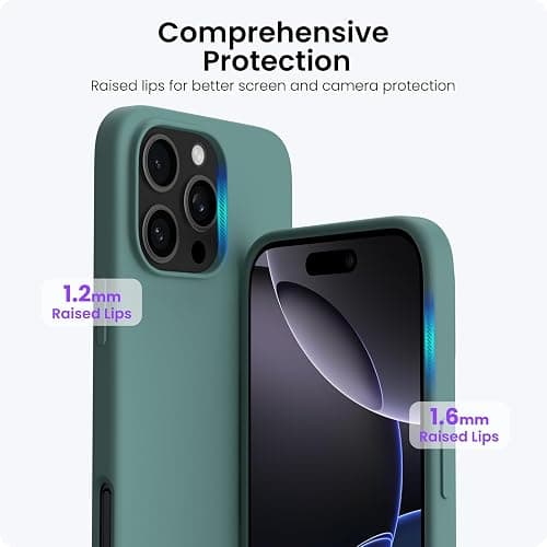 ORNARTO Compatible with iPhone 16 Pro Max Case 6.9",Liquid Silicone 3 Layers Full Covered Soft Gel Rubber Phone Case,Shockproof Protective Cover 6.9 Inch with Anti-Scratch Microfiber Lining-Pine Green thumbnail 4