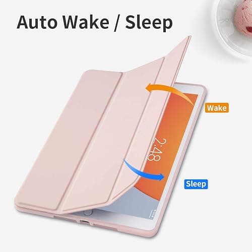 GHINL for iPad 9th/8th/7th Generation Case (2021/2020/2019) iPad 10.2-Inch Case with Pencil Holder [Sleep/Wake] Slim Soft TPU Back Smart Magnetic Stand Protective Cover Cases(Light Pink) thumbnail 4