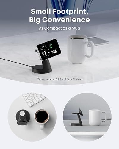 Anker MagGo Magnetic Wireless Charger (Dock Stand), 3-in-1 Qi2 Certified 15W MagSafe Compatible Wireless Charger, For iPhone 17/16/15/14/13 Series, Apple Watch, AirPods Pro, and More (Adapter Included thumbnail 3