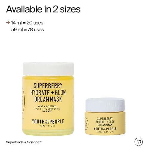Youth To The People Superberry Hydrate + Glow Dream Mask - Hyaluronic Acid, Squalane, Vitamin C, Face Moisturizer + Overnight Facial, Non-Greasy, Plumps, Brightens, Evens Tone, For Dry + Dull Skin thumbnail 12