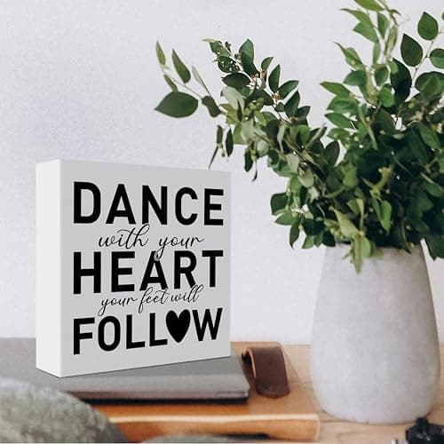 Dancer Gifts for Women Girl Men, Dancing Gifts for Women Girl Dance Lover Dance Team Instructors Dancer Christmas Birthday Gift Girls Dance Room Decor Wooden Sign, Dance with Your Heart Feet Follow thumbnail 5