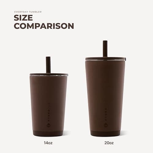 HydroJug Everyday Tumbler 14 oz, Ceramic-Lined Straw Cup, Chestnut | Vacuum insulated stainless steel, flexible straw, soft-touch lid, spill-free, cup holder fit, BPA-free, hot & cold drinks thumbnail 6