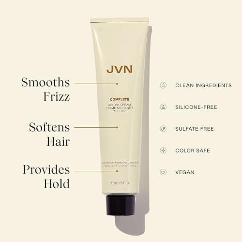 JVN No Heat Complete Air Dry Cream, 5 Fl Oz, Hair Smoothing Cream Enhances Your Natural Texture, Curl Cream and Wavy Hair Products, Silicone Free thumbnail 6