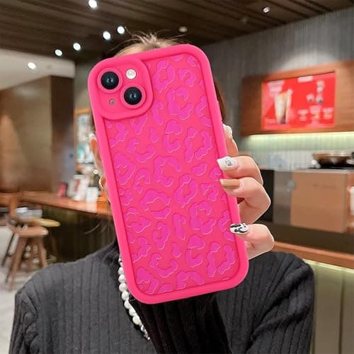 MOWIME Compatible with iPhone 14 Case, Cheetah Print Shockproof Soft TPU Protective Cover for Women Girls, Slim Anti Scratch Leopard Case for iPhone 14 6.1 Inch, Hot Pink thumbnail 6