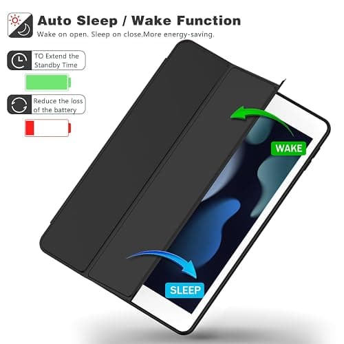 ToaPoia iPad 9th Generation Case 2021/iPad 8th Generation Case 2020 10.2 Inch with Pencil Holder, iPad 7th Gen 2019 Case with Clear Transparent Back, Auto Wake/Sleep Cover(Black) thumbnail 4