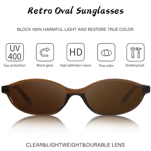 YMRFW Retro Oval Cat Eye Sunglasses for Women Y2k Designer Trendy Narrow Shades UV protection Sun Glasses thumbnail 5