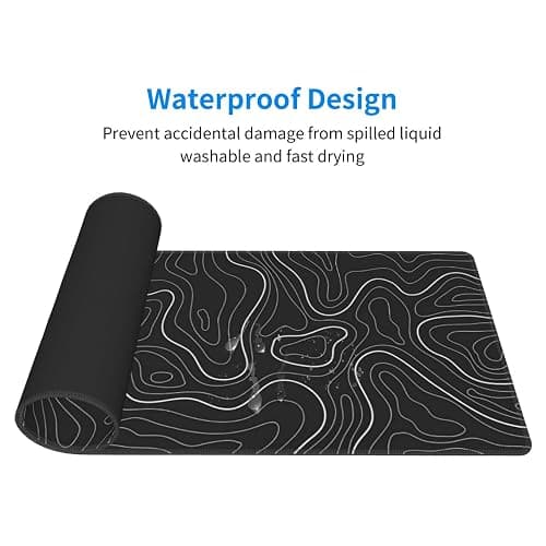 Topographic Contour Extended Big Mouse Pad Large,Gaming Mouse Pad Desk Pad,31.5x11.8 Inch Long Computer Keyboard Mouse Mat Mousepad with 3mm Non-Slip Base and Stitched Edge for Gaming and Office thumbnail 4