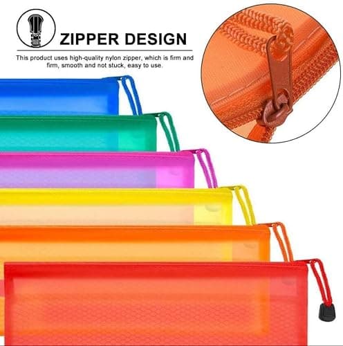 JM-capricorns 36pcs 9 x 4-1/2 inches Waterproof Plastic Double Layer Zipper File Bags Invoice pouches Bill Bag Pencil Pouch Pen Bag (8 Color) - 36pcs Zipper File Bags thumbnail 3