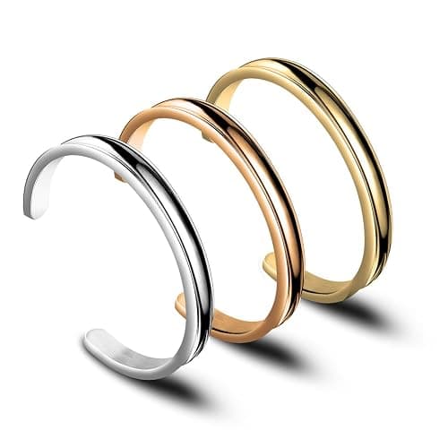 Zuo Bao Hair Tie Bracelet High Polishing Stainless Steel Grooved Cuff Bangle for Women - Image 1