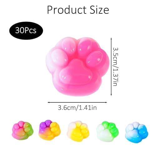 Taba Squishies, Taba Squishy Paw Cat's Paw Squishy Toys Kawaii Stress Reliever Anxiety Toys for Boys Girls Goodie Bag Stuffers for Toddlers (30pcs) thumbnail 3