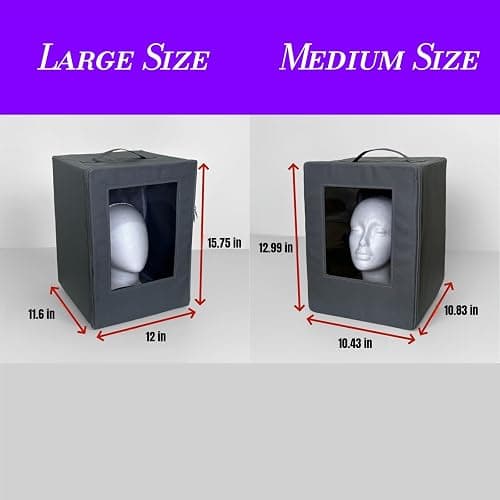 Axtrulix Cosplay Wig Travel Bag Portable Wig Storage Box | Removable Head-Holding Foldable Oxford Cloth Case Clear Window Handle Backpack Shoulder & Luggage Strap (NO mannequin head) M thumbnail 5