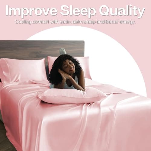 MR&HM Satin Pillowcase for Hair and Skin, Silk Satin Pillowcase 2 Pack, Queen Size Pillow Cases Set of 2, Silky Pillow Cover with Envelope Closure (20x30, Light Pink) thumbnail 5