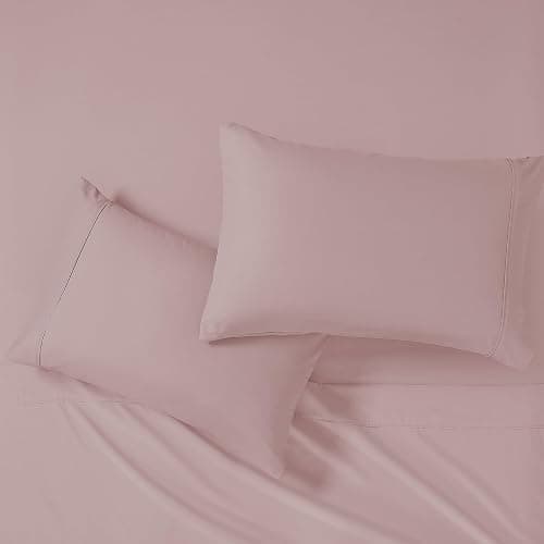 Modern Threads Soft Microfiber Solid Sheets - Luxurious Microfiber Bed Sheets - Includes Flat Sheet, Fitted Sheet with Deep Pockets, & Pillowcases Cameo Rose Queen thumbnail 6