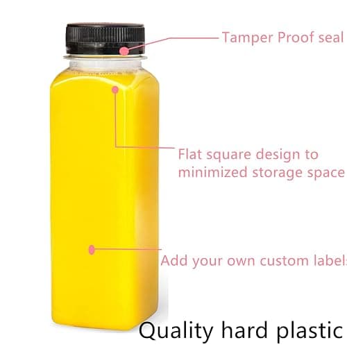 8 OZ Plastic Fillable Juice Bottles, Bulk Beverage Containers for Juice, Milk and Homemade Beverages, with Black Tamper Evident Lids(10 PCS) thumbnail 7