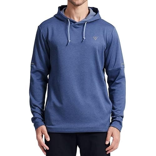 M MAELREG Hoodies for Men Golf Fleece Hooded Sweatshirts Dry Fit Athletic Lightweight Casual Midlayer Mens Hoodies Pullover - Large - Mg01-blue Heather thumbnail 2