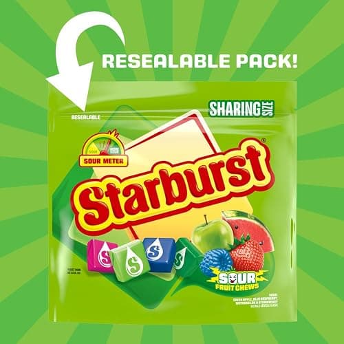 STARBURST Sour Chewy Candy Individually Wrapped Fruit Chew, Sharing Size, 15.6 Oz Resealable Bag thumbnail 8