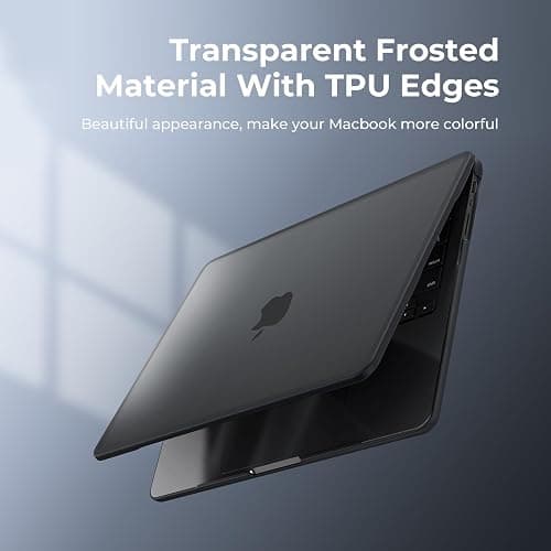 BlueSwan Anti-Cracking Hard Shell Case Compatible with MacBook Pro 14-inch M5 2025 2024-2021 Release M4 M3 M2 M1 Pro/Max Chip, Anti-Fingerprint Soft TPU Bumper, Frosted Black thumbnail 9
