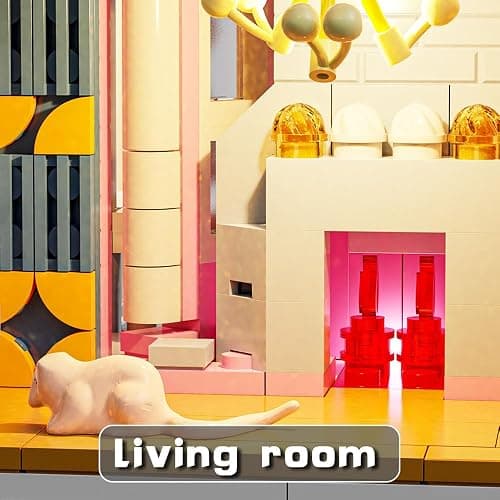 Pink Palace House Building Set with Lights, Halloween Haunted House Blocks Toy, Halloween House Kit for Kids Adults,Christmas for Girls and Boys, Aged 8+ (1349PCS) thumbnail 8