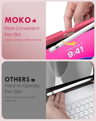 MoKo for iPad (A16) 11th Generation Case with Keyboard 11 inch 2025, iPad 10th Generation 10.9 inch Keyboard Case with Pencil Holder, Multi-Angle Detachable Bluetooth Keyboard, Pink thumbnail 4