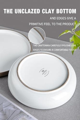 famiware Nature Pasta Bowls Set of 4, 8.5 inch Salad Bowl, Serving Bowls for Kitchen, Bowl Set, Dishwasher and Microwave Safe, Snowy White - Snowy White thumbnail 6