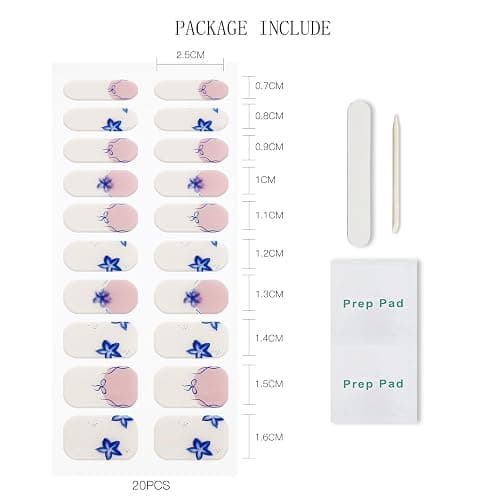JMEOWIO Semi Cured Gel Nail Strips Flower French Tip Gel Nail Stickers Wraps UV/LED Nails Art Design Decoration Accessories thumbnail 5