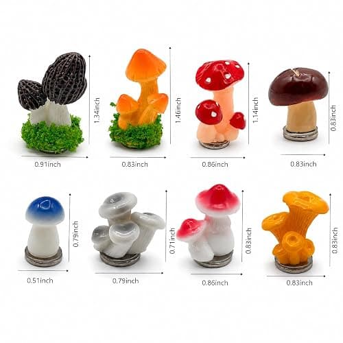 8 Pack Mushroom Door Hinge Toppers, Colorful Magnetic Resin Hinge Heads | Eight colorful resin mushroom hinge toppers add cottagecore charm to doors, cabinets and compatible magnetic surfaces. thumbnail 2