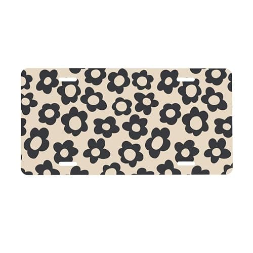 Vintage Groovy Flowers License Plate Novelty Decoration Car Front Vanity Tag Metal Aluminum for Car, Truck, RV, Trailer 6 X 12 Inch Standard Size (4 Holes) thumbnail 2