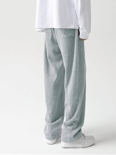 OYOANGLE Men's Drawstring Elastic Waist Baggy Sweatpants Y2K Loose Wide Leg Long Pants with Pocket thumbnail 4