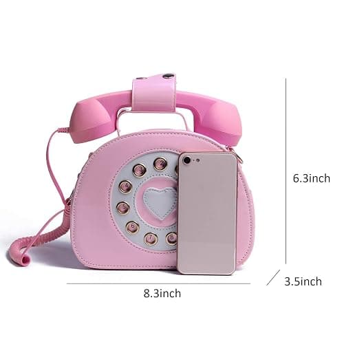 Oweisong Fun Telephone Purse for Women Novelty Pink Phone Tote Handbags Top Handle Shoulder Crossbdoy Bag thumbnail 4