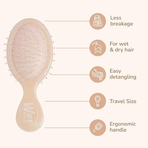 Wet Brush Original Detangler & Mini Hair Brush Gift Pack, Cream (Iridescence Icon) - IntelliFlex Bristles - Detangling Brush Glides Through Tangles For All Hair Types (Wet & Dry), Limited Edition thumbnail 4