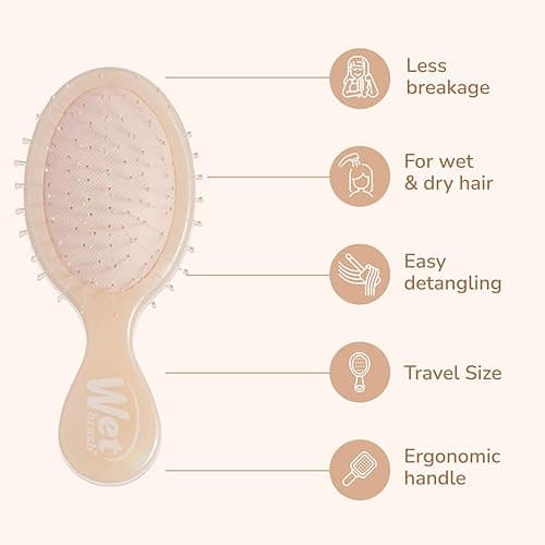 Wet Brush Original Detangler & Mini Hair Brush Gift Pack, Cream (Iridescence Icon) - IntelliFlex Bristles - Detangling Brush Glides Through Tangles For All Hair Types (Wet & Dry), Limited Edition thumbnail 5