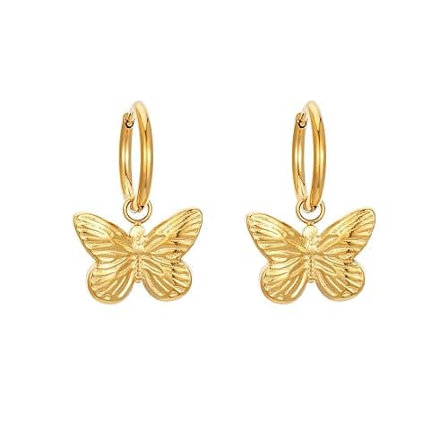 Sylph Hoop Earrings for Women, Dainty 14K Gold Plated Huggie Earrings with Charm Butterfly Drop Simple Hypoallergenic Titanium Steel Dangle Jewelry Gifts for Engagement Birthday Anniversary - Image 1