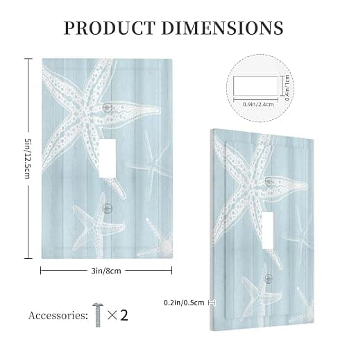 Wpshijia Rustic Beach Starfish Wooden Nautical Vintage Ocean 1 Gang Single Toggle Light Switch Covers Decorative Wall Plate Switchplate Electrical Faceplate for Farmhouse Bathroom Bedroom Decor thumbnail 2