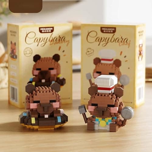 TIM CHESS 6 Set Cute Capybara Building Blocks Set, Mini Bakery Figurine Toy | Micro Brick Bakery Bread Model Kits Party Favors Stocking Stuffers Desk Decor thumbnail 6
