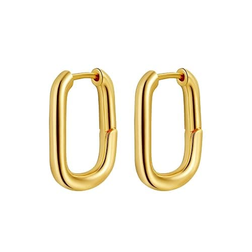 Amicon Chunky Gold Stud Earrings for Women 14k Gold Plated Hypoallergenic Earrings Statement Trendy Fashion Gold Jewelry Gifts - Image 1