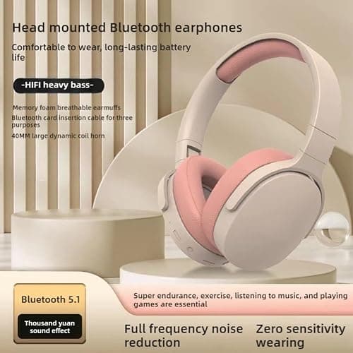 Wireless Bluetooth Headphones, Head Mounted Bluetooth Earphones Wireless, Comfort Heavy Bass Earphones, And Long Battery Life, Providing A Comfortable Wearing Experience (Khaki) thumbnail 4